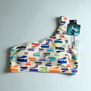 PUMA Women's Multicolor Logo One Strap Swim Bikini Top Size Medium NEW NWT